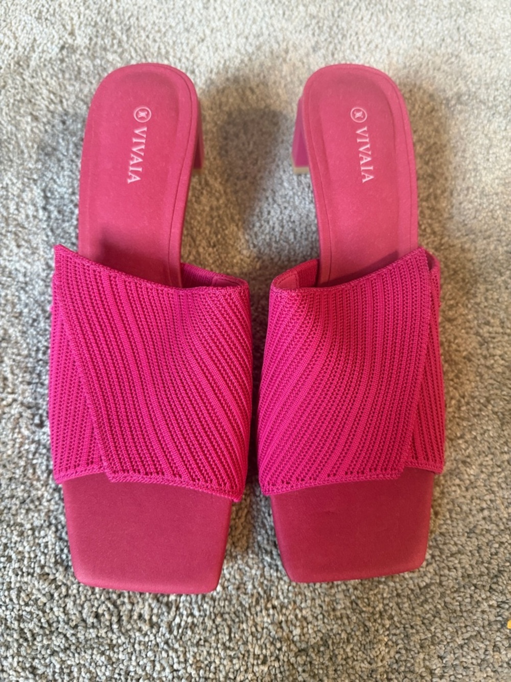 VIVAIA Women's Hot Pink Knit Slide Mules